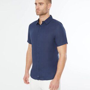 NWT Onia Men's Deep Navy Blue Jack Air Linen Shirt size M $150.00